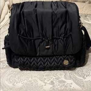 Elegant Black Happ Quilted Diaper Bag